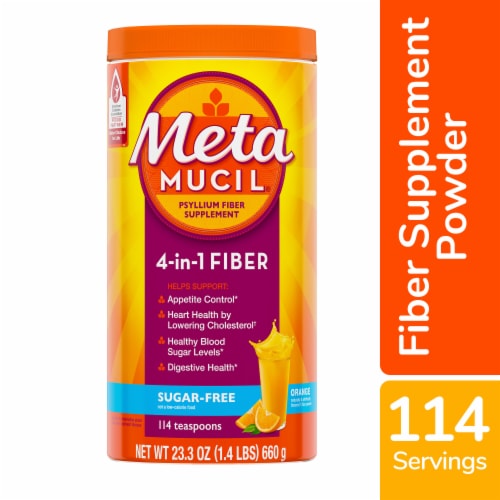 Metamucil 4-in-1 Psyllium Fiber Supplement Sugar-Free Orange Powder