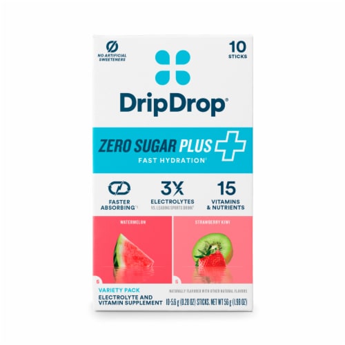 DripDrop® Hydration 10ct - Zero Sugar Plus Watermelon and Strawberry Kiwi