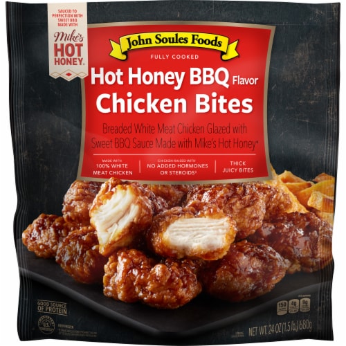 John Soules Foods Hot Honey BBQ Chicken Bites - Glazed in BBQ Sauce Made with Mike’s Hot Honey