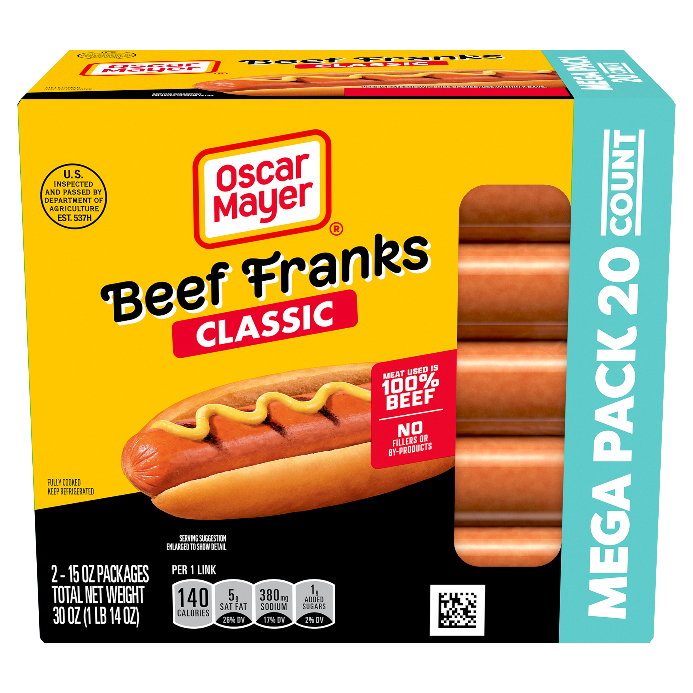 Classic Beef Franks Hot Dogs Mega Pack
