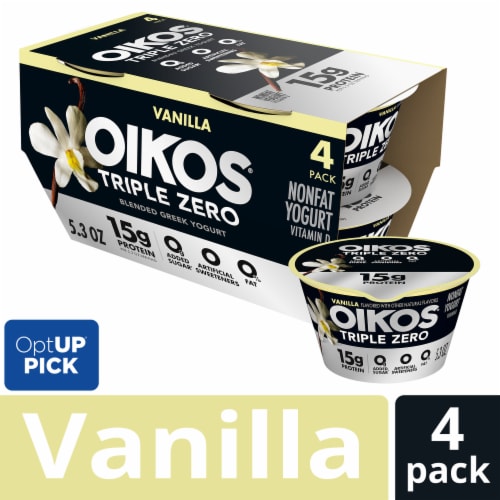 Oikos Triple Zero Vanilla High Protein Nonfat Greek Yogurt Cups