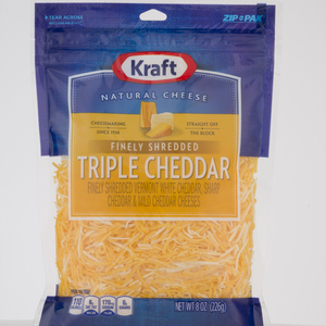 Kraft Finely Shredded Triple Cheddar 8 oz pack