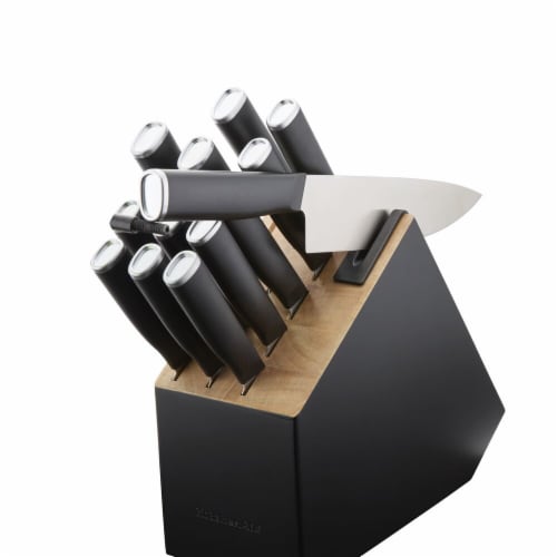 KitchenAid Two Tone Slim Block Knife Set - Black