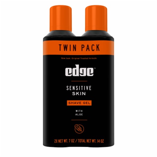 Edge Sensitive Skin Shave Gel for Men with Aloe & Lubricants to Moisturize & Protect Skin Twin Pack