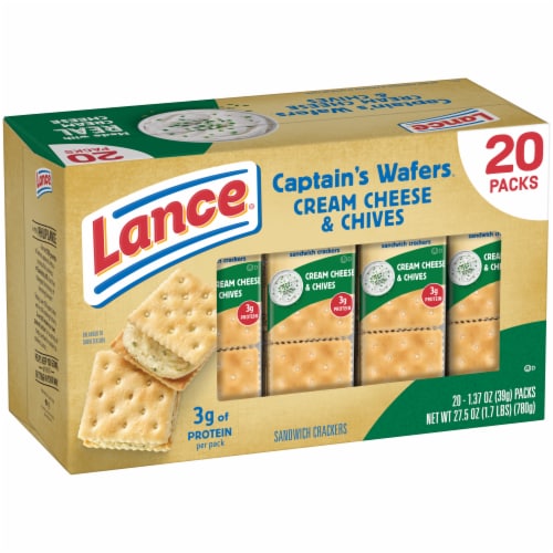 Lance Sandwich Crackers, Captain's Wafers Cream Cheese and Chives, 20 Packs, 6 Sandwiches Each