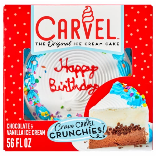 Carvel Round Ice Cream Confetti Cake, Chocolate & Vanilla Ice Cream w/ Crunchies, Serves 10