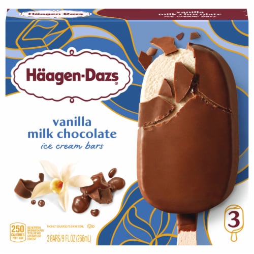 Haagen Dazs Vanilla Milk Chocolate Ice Cream Bars, 3 Count