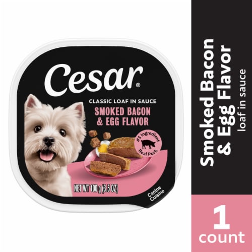 Cesar Adult Soft Wet Dog Food Smoked Bacon & Egg Classic Loaf in Sauce