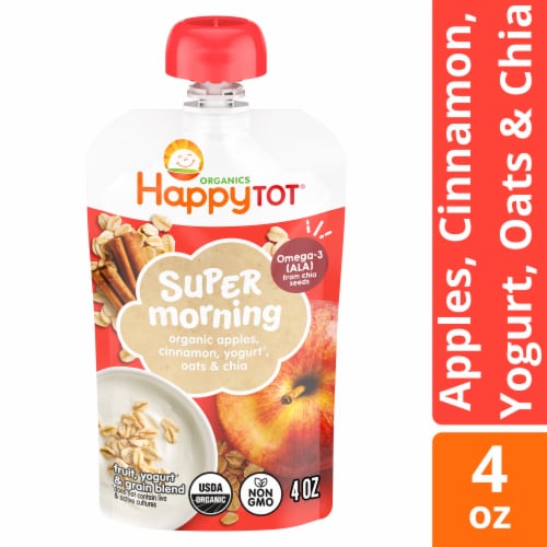 Happy Tot Stage 4 Organic Apples Cinnamon Yogurt & Oats + Super Chia Pouch