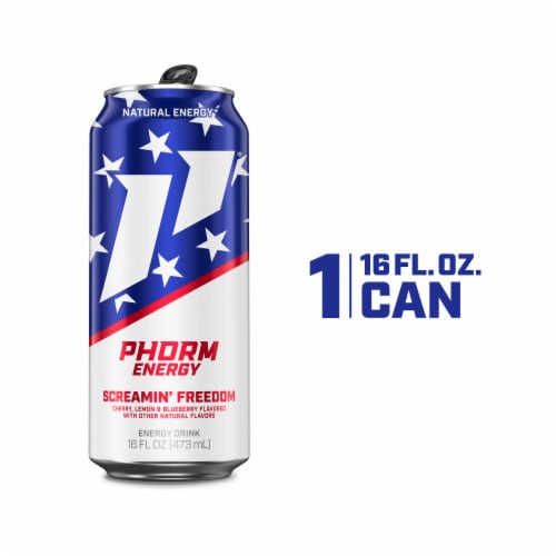 Phorm Energy Screamin' Freedom 16 fl oz Can, 200 Mg Natural Caffeine From Green Tea