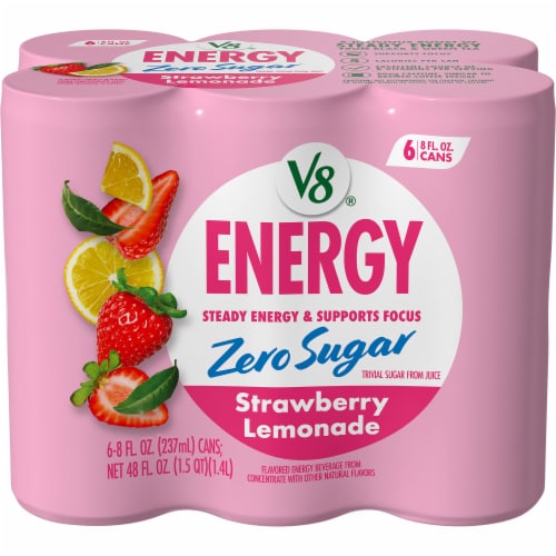V8® Energy Zero Sugar Strawberry Lemonade Drink Cans