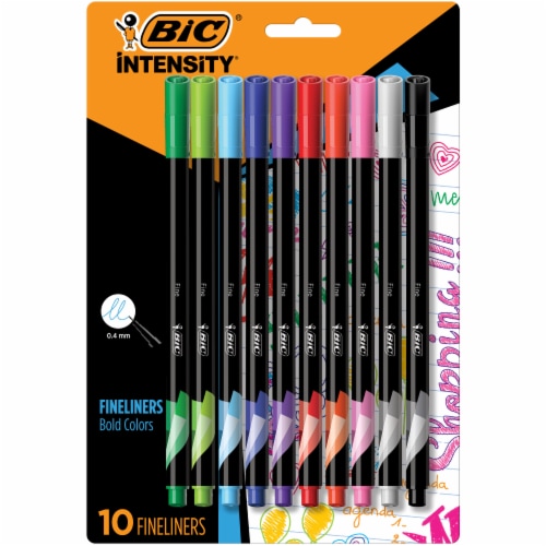 BIC Intensity Fineliner Marker Pen Set, Fine Point Pens (0.4 mm), Assorted Colors, 10-Count Pack