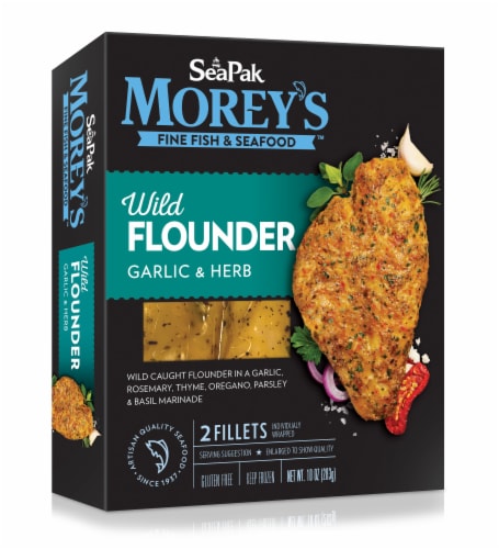 SeaPak Morey's Wild Garlic & Herb Flounder, Frozen