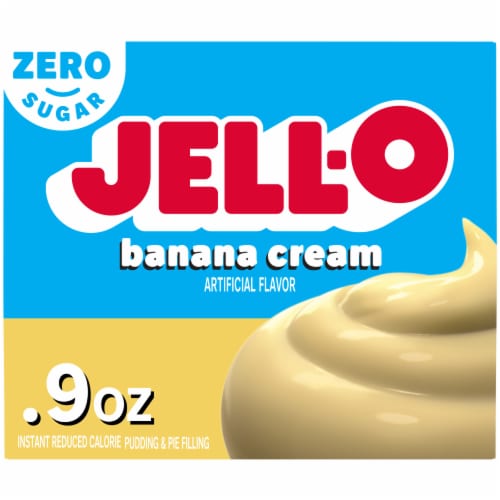 Jell-O Banana Cream Zero Sugar Instant Reduced Calorie Pudding & Pie Filling Mix, Box