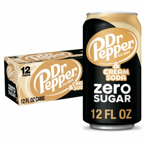 Dr Pepper and Cream Zero Sugar Soda Cans