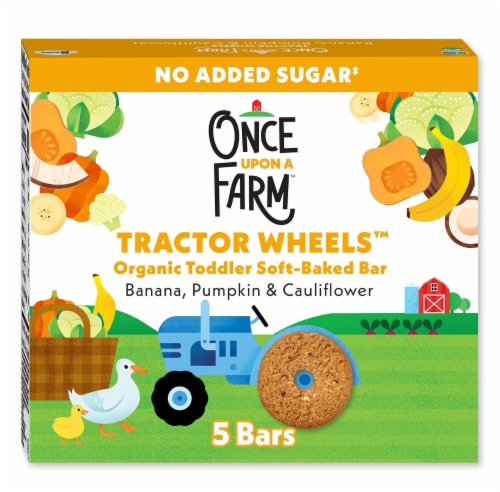 Once Upon a Farm Organic Tractor Wheels Toddler Bar, Banana, Pumpkin & Cauliflower 5 Count