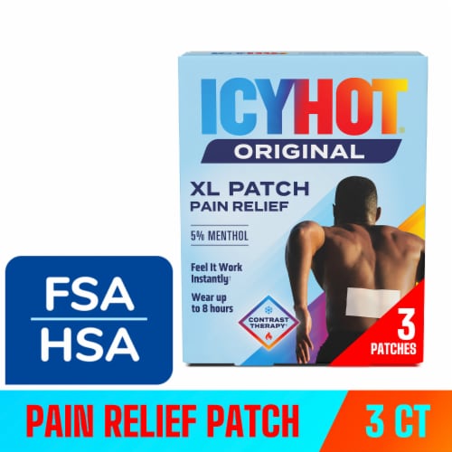 Icy Hot Original Pain Relief Patch, XL Size Comfortable Fabric Patches With Menthol 5%
