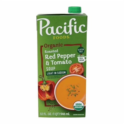 Pacific Foods® Organic Light in Sodium Roasted Red Pepper and Tomato Soup, 32 Oz
