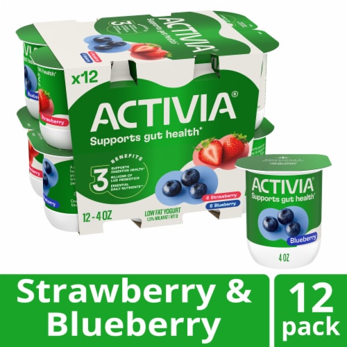 Activia Strawberry & Blueberry Probiotic Low Fat Yogurt Cups