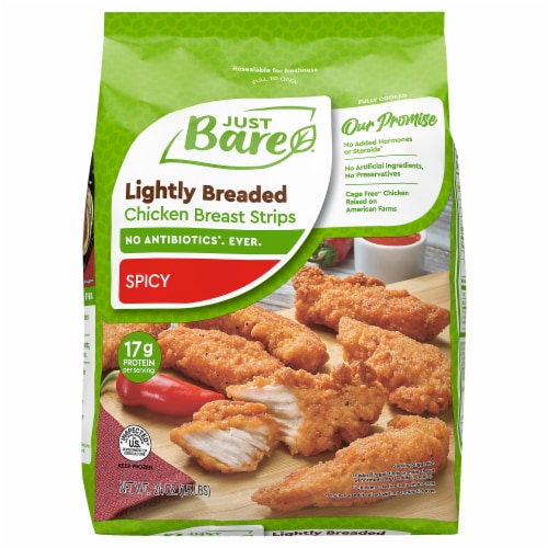 Just Bare Fully Cooked Lightly Breaded Spicy Chicken Breast Strips