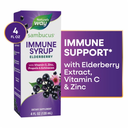 Nature's Way Sambucus Immune Elderberry With Vitamin C Zinc Echinacea Propolis Immune Support Syrup