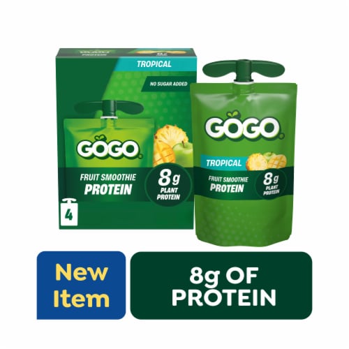 GOGO 8g Protein Tropical Fruit Smoothie On The Go Pouches
