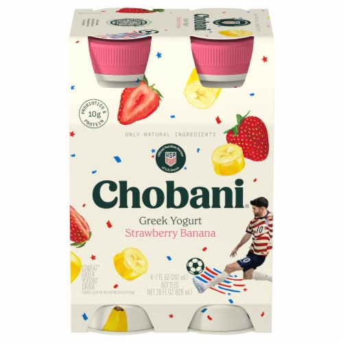 Chobani® Lowfat* Greek Yogurt Drink Strawberry Banana 7 fl oz 4PK