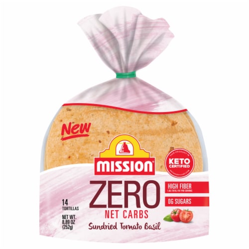 Mission Zero Net Carbs Sundried Tomato Basil Street Tacos Size Flour Tortillas