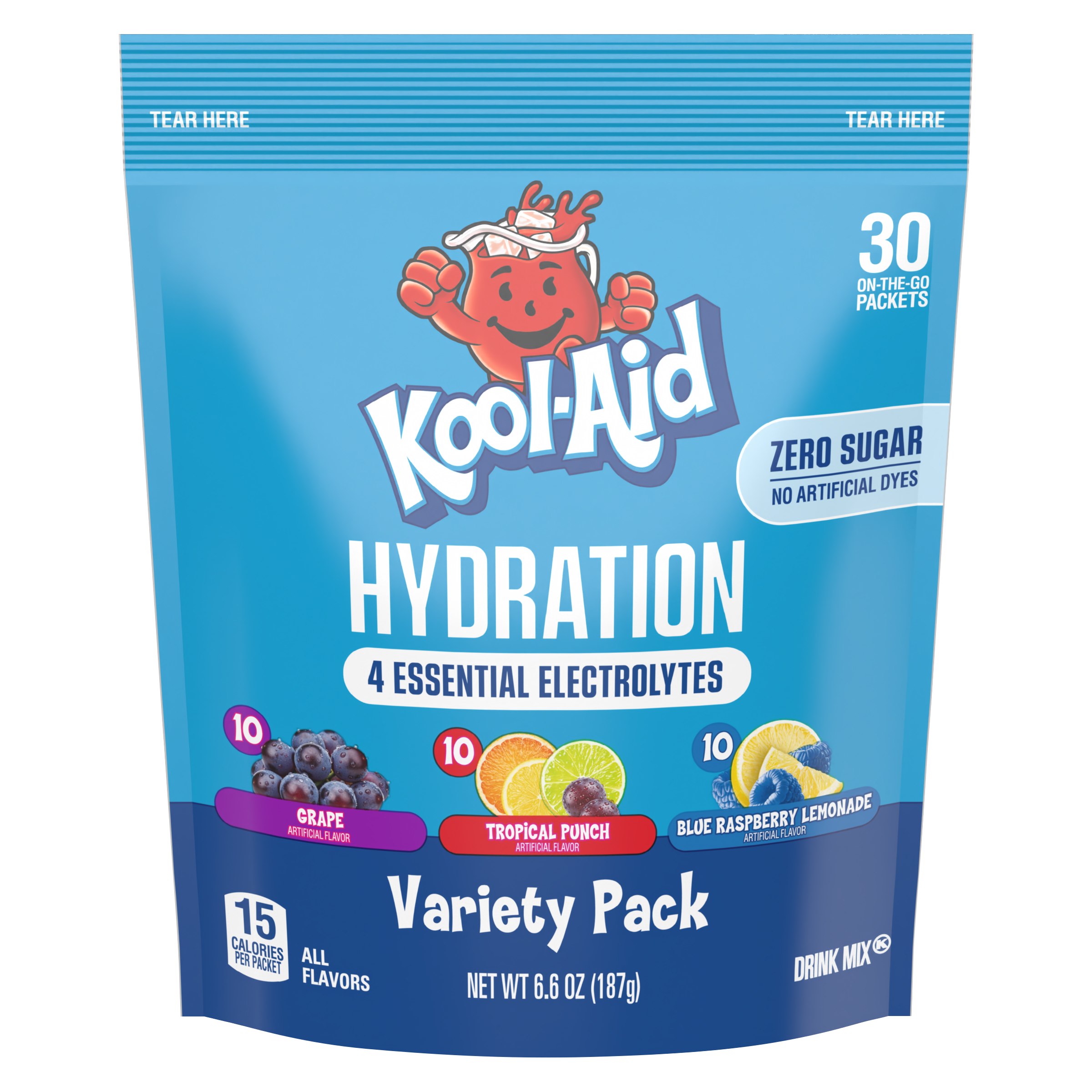 Hydration Grape, Tropical Punch & Blue Raspberry Lemonade Artifically Flavored Drink Mix Variety Pack
