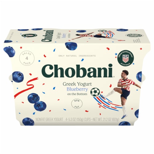 Chobani Non-Fat Blueberry on the Bottom Greek Yogurt 5.3oz 4ct