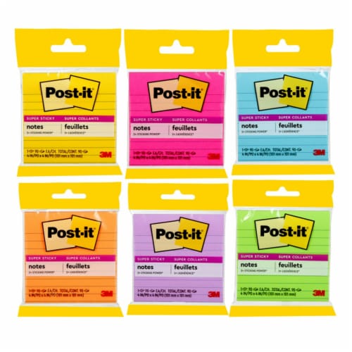Post-it® Lined Super Sticky Notes - 90 Sheets - Assorted