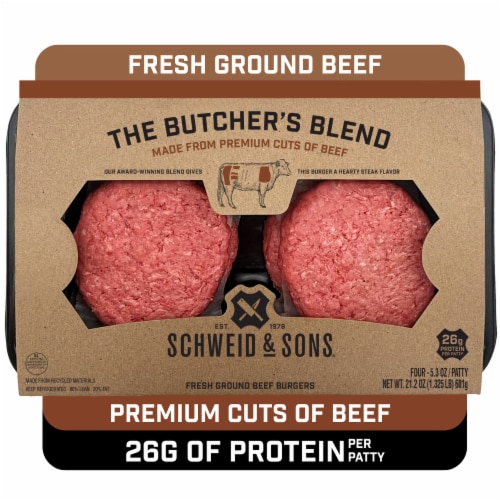 Schweid & Sons The Butcher's Blend 75/25 Ground Beef Burgers 5.3oz/4ct