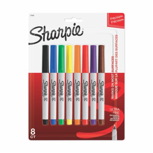 Sharpie® Permanent Markers, Ultra Fine Point, Classic Colors, 8 Count