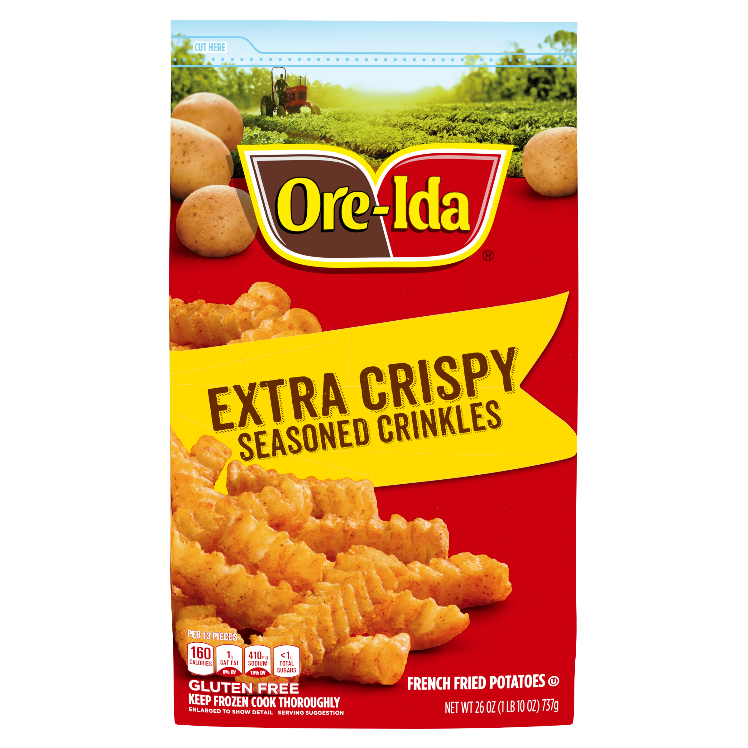 Extra Crispy Seasoned Crinkles French Fries Fried Frozen Potatoes