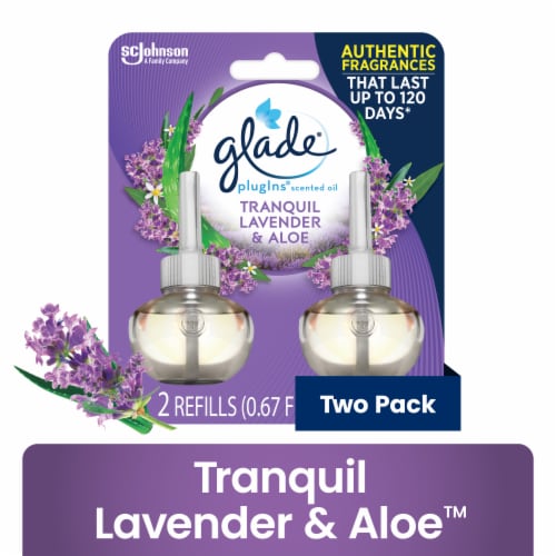 Glade PlugIns Scented Oil Refills 2 CT, Tranquil Lavender & Aloe, Plug In Air Freshener, 1.34 FL OZ