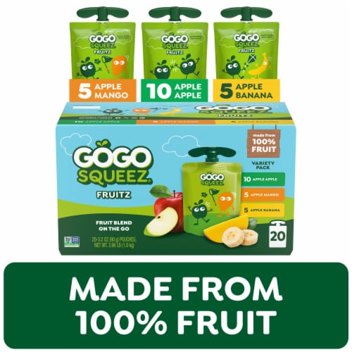 GoGo squeeZ No Sugar Added Apple Mango Banana Applesauce & Fruit Puree Variety Pouches