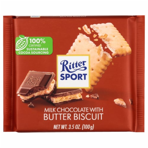 Ritter Sport Milk Chocolate Candy Bar with Crunchy Butter Biscuit