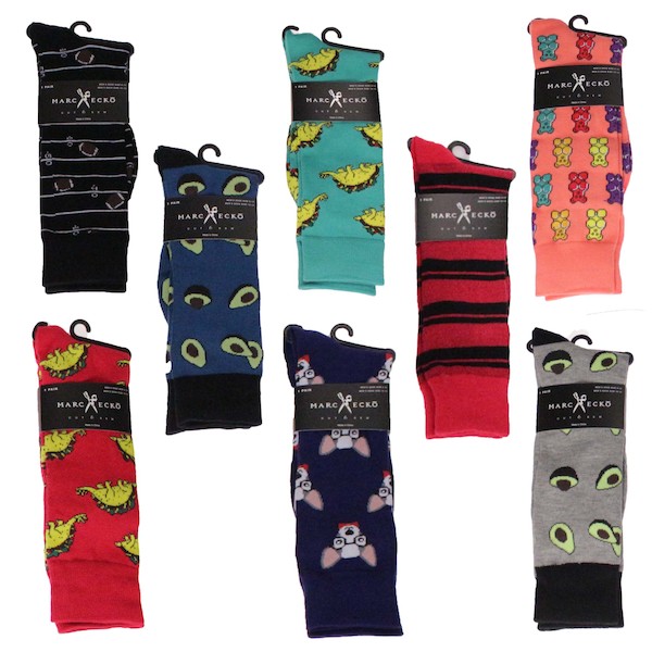 Pack of 3 - Marc Ecko Men Novelty Designer Fashion Animal Fruits Socks - Asst.