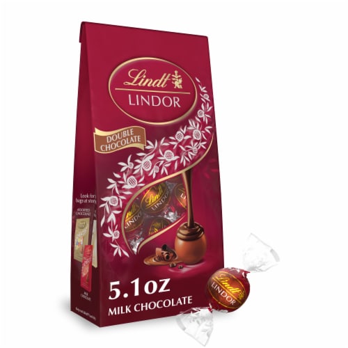 Lindt LINDOR Double Chocolate Milk Chocolate Candy Truffles Bag