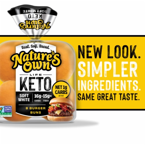 Nature's Own Life Keto Soft White Burger Buns, Keto Hamburger Buns, Keto Bread Buns