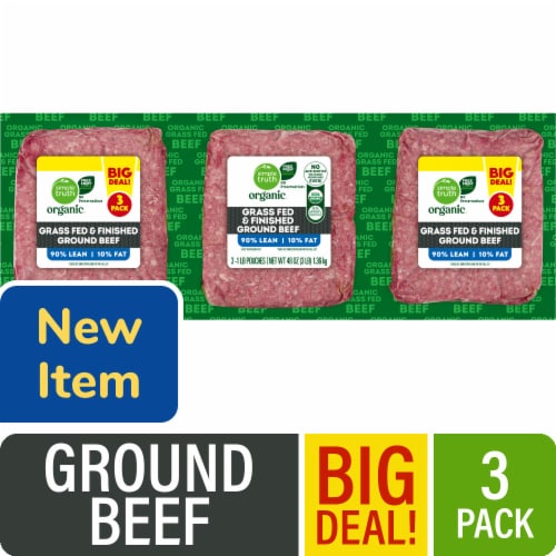 Simple Truth Organic® 90/10 Grass Fed and Finished Ground Beef Pack 3 LB BIG DEAL!