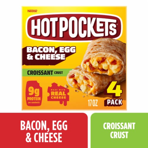 Hot Pockets Bacon Egg and Cheese Croissant Crust Frozen Sandwiches Frozen Snacks 4PK