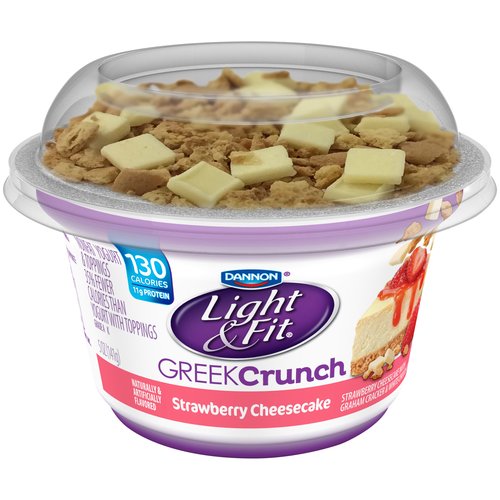 Dannon, Light & Fit, Nonfat Greek Crunch Yogurt & Toppings, Strawberry Cheesecake