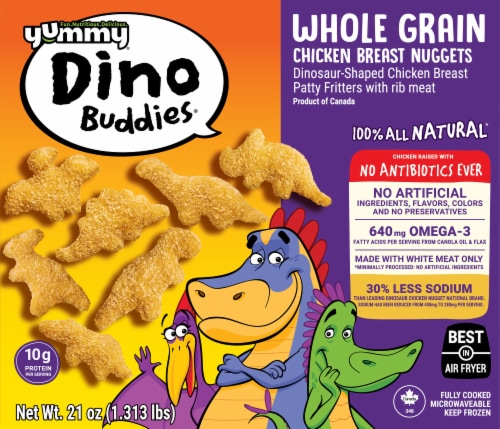 Yummy Dino Buddies Frozen Fully Cooked Whole Grain Dinosaur Shaped Chicken Breast Nuggets