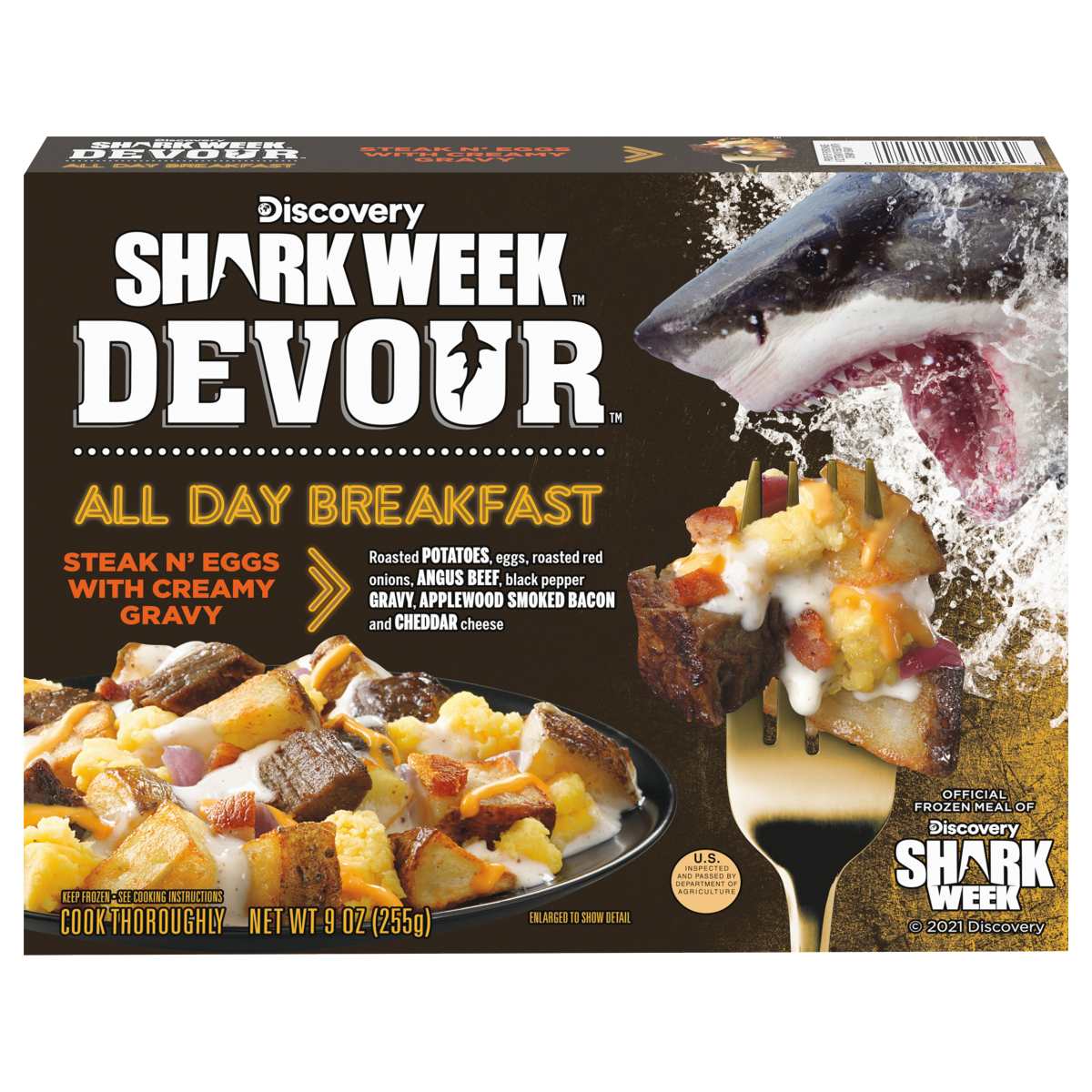 Steak N' Eggs with Bacon, Potatoes, Cheddar Cheese & Creamy Gravy Frozen Meal