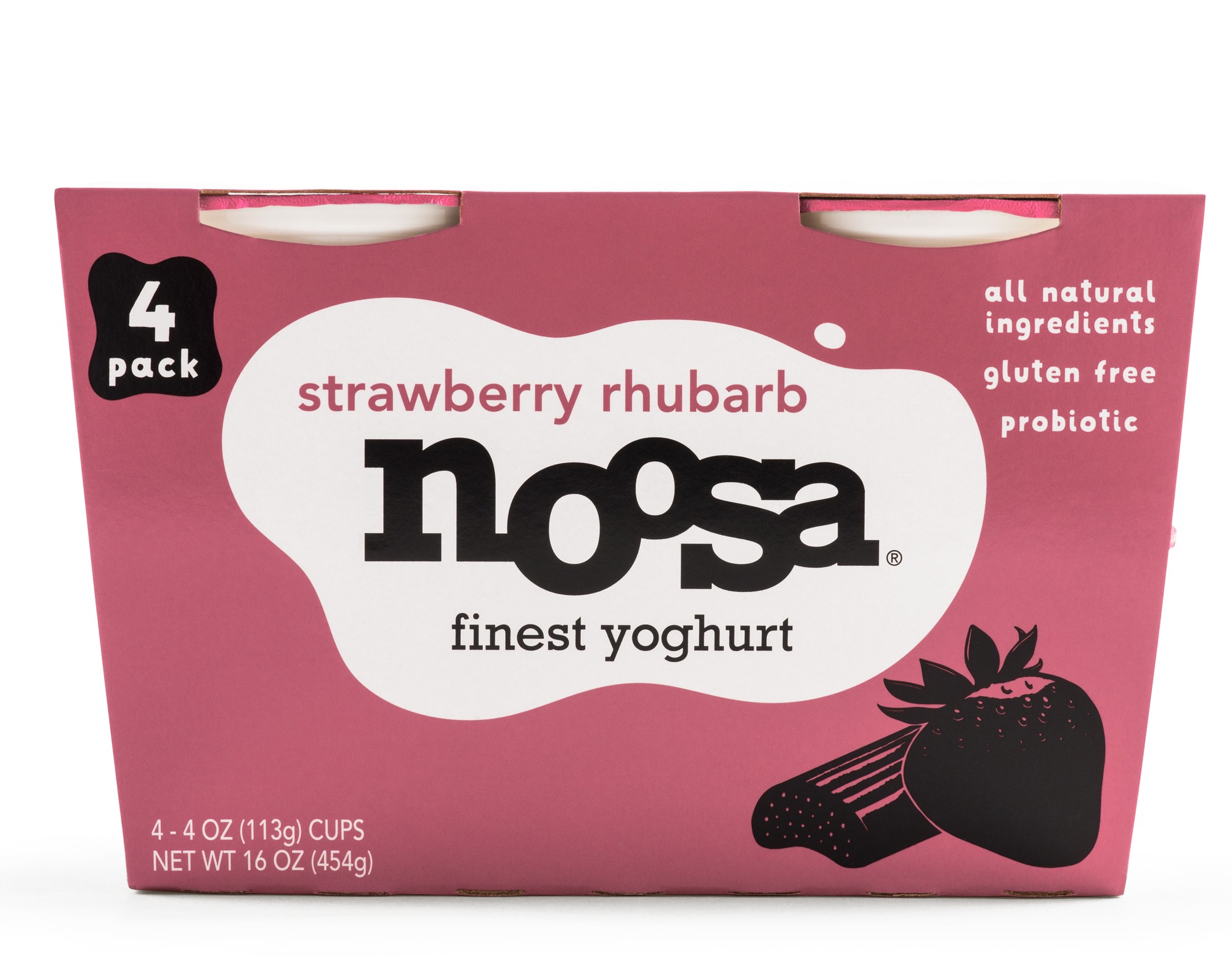 Noosa Strawberry Rhubarb Yoghurt 4oz/4pk