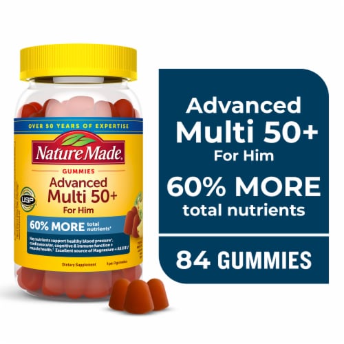Nature Made Advanced Multivitamin Gummies 50+ for Him Tropical Pineapple Flavored