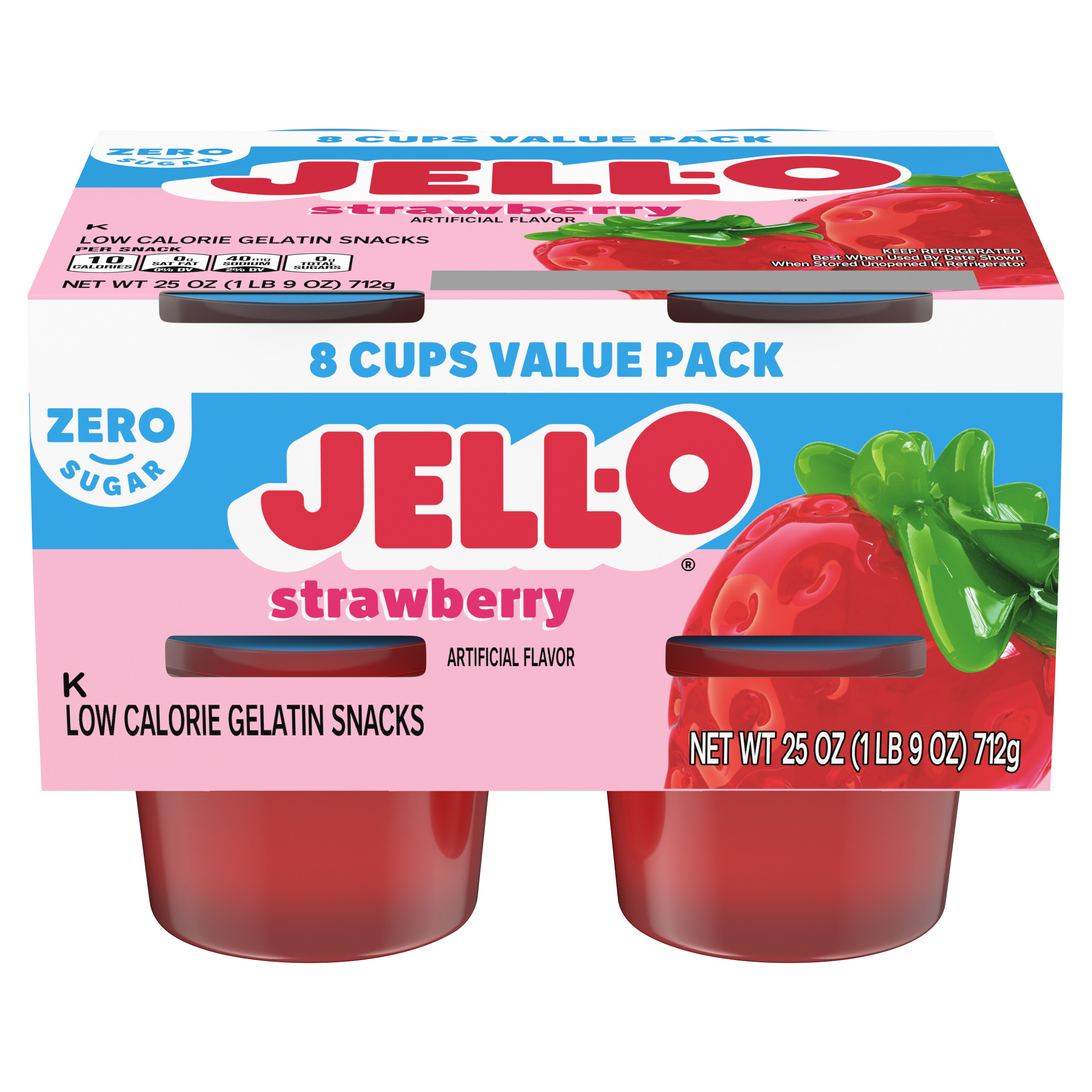 Zero Sugar Strawberry Flavor Gelatin Snack Cups