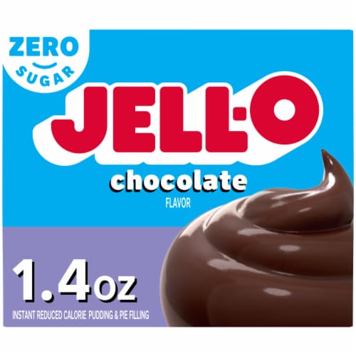 Jell-O Chocolate Flavor Zero Sugar Instant Reduced Calorie Pudding & Pie Filling Mix, Box