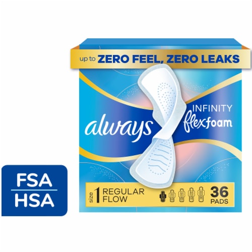 Always InFinity FlexFoam Pads With Wings Regular Absorbency Size 1 Unscented